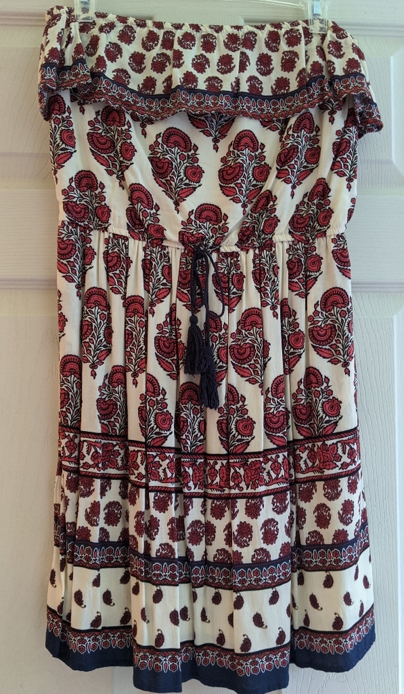 Strapless Ruffle Paisley dress